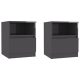 NNEVL Bed Cabinets 2 pcs High Gloss Grey 40x40x50 cm Chipboard