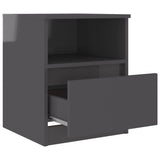 NNEVL Bed Cabinets 2 pcs High Gloss Grey 40x40x50 cm Chipboard