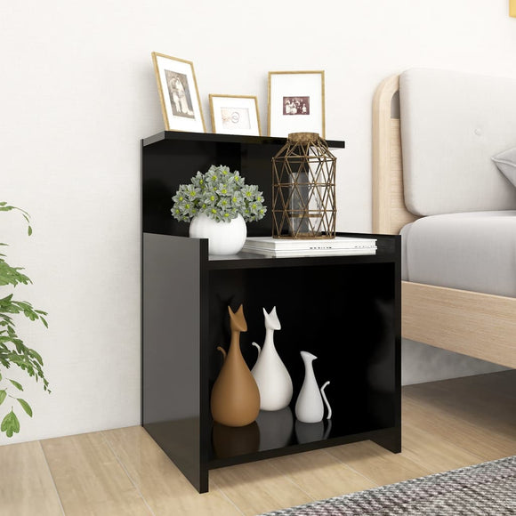 NNEVL Bed Cabinets 2 pcs Black 40x35x60 cm Chipboard