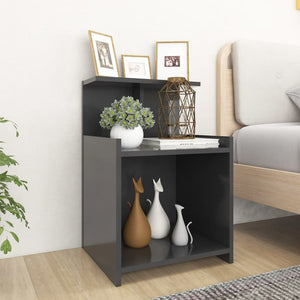 NNEVL Bed Cabinet Grey 40x35x60 cm Chipboard