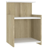 NNEVL Bed Cabinet White and Sonoma Oak 40x35x60 cm Chipboard