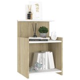 NNEVL Bed Cabinet White and Sonoma Oak 40x35x60 cm Chipboard