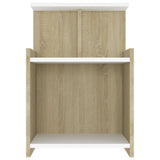 NNEVL Bed Cabinet White and Sonoma Oak 40x35x60 cm Chipboard