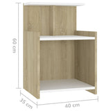 NNEVL Bed Cabinet White and Sonoma Oak 40x35x60 cm Chipboard