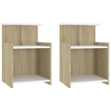 NNEVL Bed Cabinets 2 pcs White and Sonoma Oak 40x35x60 cm Chipboard