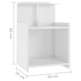 NNEVL Bed Cabinets 2 pcs High Gloss White 40x35x60 cm Chipboard