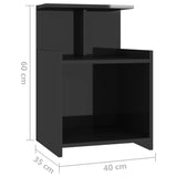 NNEVL Bed Cabinet High Gloss Black 40x35x60 cm Chipboard