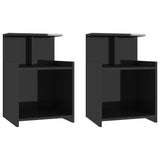 NNEVL Bed Cabinets 2 pcs High Gloss Black 40x35x60 cm Chipboard
