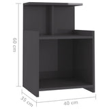 NNEVL Bed Cabinet High Gloss Grey 40x35x60 cm Chipboard
