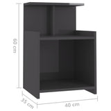 NNEVL Bed Cabinets 2 pcs High Gloss Grey 40x35x60 cm Chipboard