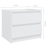 NNEVL Bed Cabinets 2 pcs White 50x39x43.5 cm Chipboard