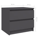 NNEVL Bed Cabinet Grey 50x39x43.5 cm Chipboard