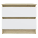 NNEVL Bed Cabinet White and Sonoma Oak 50x39x43.5 cm Chipboard