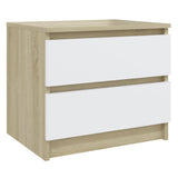 NNEVL Bed Cabinets 2 pcs White and Sonoma Oak 50x39x43.5 cm Chipboard