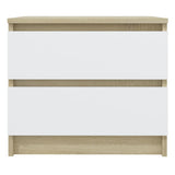 NNEVL Bed Cabinets 2 pcs White and Sonoma Oak 50x39x43.5 cm Chipboard