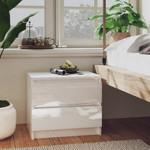 NNEVL Bed Cabinet High Gloss White 50x39x43.5 cm Chipboard