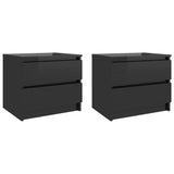 NNEVL Bed Cabinets 2 pcs High Gloss Black 50x39x43.5 cm Chipboard