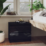 NNEVL Bed Cabinets 2 pcs High Gloss Black 50x39x43.5 cm Chipboard