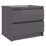 NNEVL Bed Cabinet High Gloss Grey 50x39x43.5 cm Chipboard