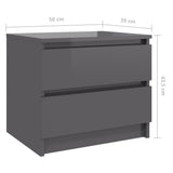 NNEVL Bed Cabinet High Gloss Grey 50x39x43.5 cm Chipboard