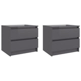 NNEVL Bed Cabinets 2 pcs High Gloss Grey 50x39x43.5 cm Chipboard