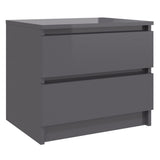 NNEVL Bed Cabinets 2 pcs High Gloss Grey 50x39x43.5 cm Chipboard