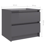 NNEVL Bed Cabinets 2 pcs High Gloss Grey 50x39x43.5 cm Chipboard