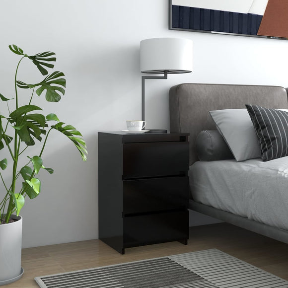 NNEVL Bed Cabinet Black 40x35x62.5 cm Chipboard