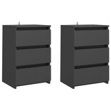 NNEVL Bed Cabinets 2 pcs Grey 40x35x62.5 cm Chipboard