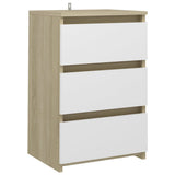 NNEVL Bed Cabinets 2 pcs White and Sonoma Oak 40x35x62.5 cm Chipboard