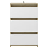 NNEVL Bed Cabinets 2 pcs White and Sonoma Oak 40x35x62.5 cm Chipboard