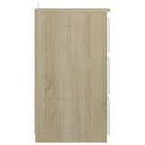 NNEVL Bed Cabinets 2 pcs White and Sonoma Oak 40x35x62.5 cm Chipboard