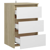 NNEVL Bed Cabinets 2 pcs White and Sonoma Oak 40x35x62.5 cm Chipboard