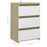 NNEVL Bed Cabinets 2 pcs White and Sonoma Oak 40x35x62.5 cm Chipboard