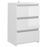 NNEVL Bed Cabinet High Gloss White 40x35x62.5 cm Chipboard