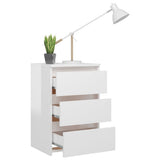 NNEVL Bed Cabinet High Gloss White 40x35x62.5 cm Chipboard