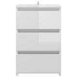 NNEVL Bed Cabinet High Gloss White 40x35x62.5 cm Chipboard