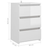 NNEVL Bed Cabinet High Gloss White 40x35x62.5 cm Chipboard