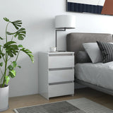 NNEVL Bed Cabinet High Gloss White 40x35x62.5 cm Chipboard