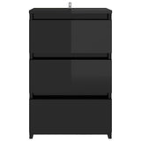 NNEVL Bed Cabinet High Gloss Black 40x35x62.5 cm Chipboard