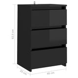 NNEVL Bed Cabinet High Gloss Black 40x35x62.5 cm Chipboard