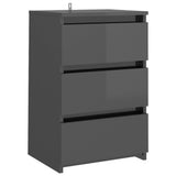 NNEVL Bed Cabinet High Gloss Grey 40x35x62.5 cm Chipboard