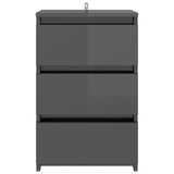 NNEVL Bed Cabinet High Gloss Grey 40x35x62.5 cm Chipboard