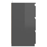 NNEVL Bed Cabinet High Gloss Grey 40x35x62.5 cm Chipboard