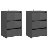 NNEVL Bed Cabinets 2 pcs High Gloss Grey 40x35x62.5 cm Chipboard