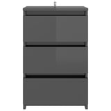 NNEVL Bed Cabinets 2 pcs High Gloss Grey 40x35x62.5 cm Chipboard