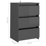 NNEVL Bed Cabinets 2 pcs High Gloss Grey 40x35x62.5 cm Chipboard