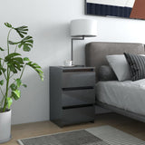 NNEVL Bed Cabinets 2 pcs High Gloss Grey 40x35x62.5 cm Chipboard