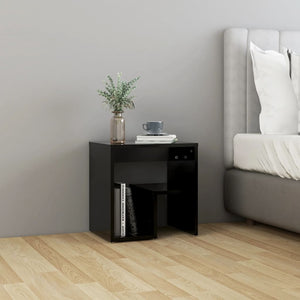 NNEVL Bed Cabinet Black 40x30x40 cm Chipboard