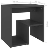 NNEVL Bed Cabinets 2 pcs Grey 40x30x40 cm Chipboard